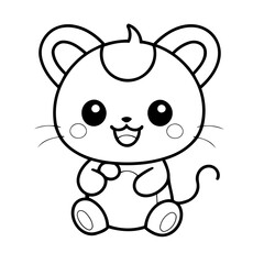 Simple vector illustration of Kawaii for toddlers colouring page