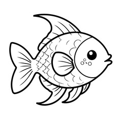 Simple vector illustration of Fish outline for colouring page