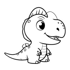 Vector illustration of a cute Dino drawing colouring activity