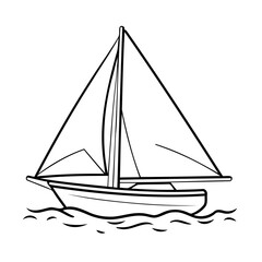 Vector illustration of a cute Sailboat drawing for kids page