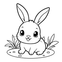 Cute vector illustration Bunny doodle for toddlers colouring page