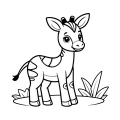 Simple vector illustration of Okapi outline for colouring page