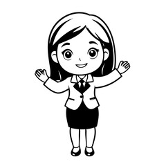 Vector illustration of a cute BusinessWoman drawing for colouring page