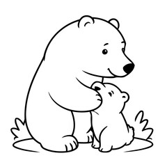 Simple vector illustration of Polarbear colouring page for kids