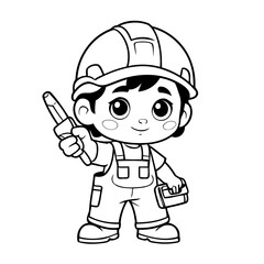 Cute vector illustration Contractor drawing for kids colouring page