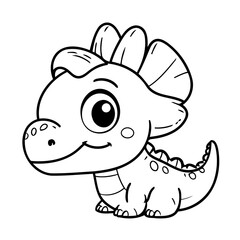 Vector illustration of a cute Dino drawing colouring activity