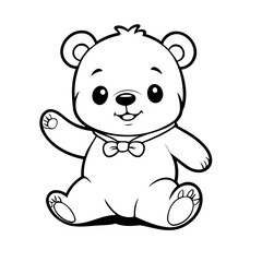 Cute vector illustration Bear doodle for toddlers coloring activity