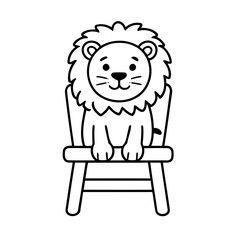 Vector illustration of a cute Lion drawing for toddlers book