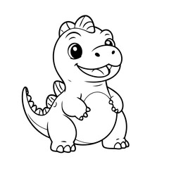 Simple vector illustration of Dino drawing for toddlers coloring activity
