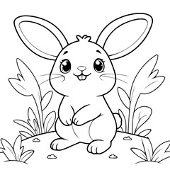 Simple vector illustration of Bunny hand drawn for kids page
