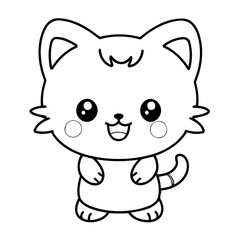 Vector illustration of a cute Kawaii drawing for kids colouring page