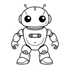 Simple vector illustration of Robot drawing for kids colouring page