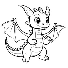 Cute vector illustration Dragon drawing for kids colouring activity