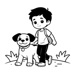 Vector illustration of a cute Boy drawing for toddlers coloring activity