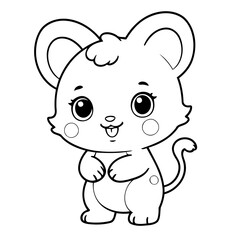 Obraz premium Vector illustration of a cute Animal doodle colouring activity for kids
