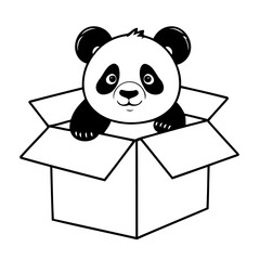 Cute vector illustration Panda for children colouring activity