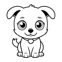 Simple vector illustration of Dog drawing for kids colouring page