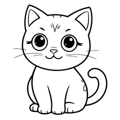 Simple vector illustration of CreepyCat hand drawn for toddlers