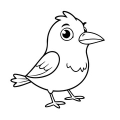 Vector illustration of a cute Bird doodle for toddlers coloring activity