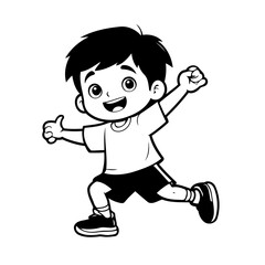 Cute vector illustration Boy drawing for toddlers coloring activity