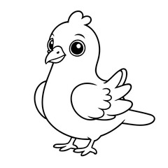 Cute vector illustration Pigeon hand drawn for kids coloring page