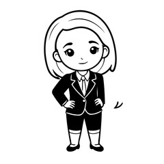 Vector illustration of a cute BusinessWoman drawing for toddlers colouring page