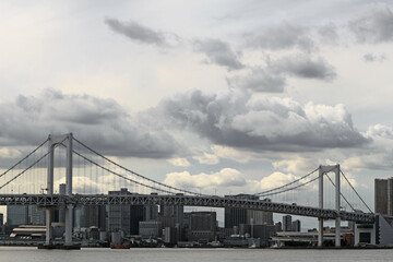 Cloudy sky and Tokyo Bay Rainbow Bridge
