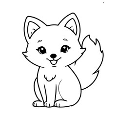Cute vector illustration Fox drawing for kids page