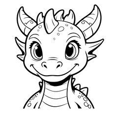 Cute vector illustration Dragon for kids colouring page