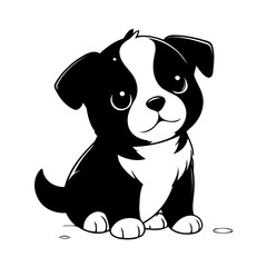 Cute vector illustration Puppy drawing for colouring page