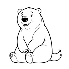 Vector illustration of a cute Polarbear drawing for kids colouring activity