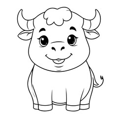 Cute vector illustration Bull doodle for toddlers colouring page