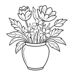 Cute vector illustration Flowers drawing for kids colouring activity