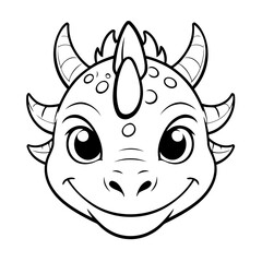 Simple vector illustration of Dragon for toddlers colouring page