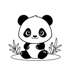 Simple vector illustration of Panda drawing for kids page