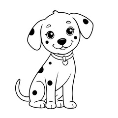 Vector illustration of a cute Dalmatian drawing colouring activity