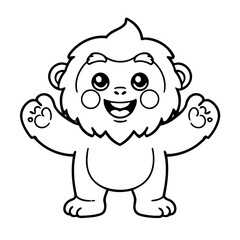 Fototapeta premium Cute vector illustration Yeti drawing colouring activity