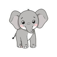 Simple vector illustration of Elephant hand drawn for kids coloring page