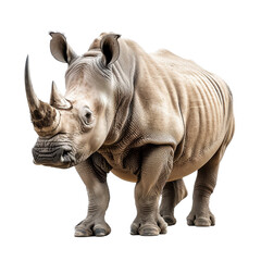 Fototapeta premium A rhino standing on a plain white surface, a Beaver Isolated on a whitePNG Background