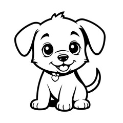 Fototapeta premium Simple vector illustration of Puppy drawing colouring activity