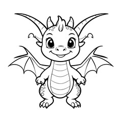 Simple vector illustration of Dragon drawing for toddlers coloring activity