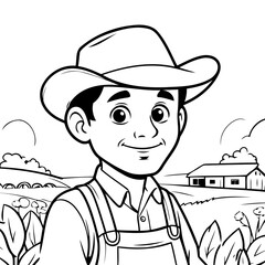 Simple vector illustration of Farmer hand drawn for kids page