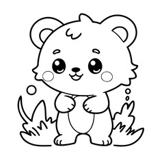 Obraz premium Simple vector illustration of Kawaii drawing for kids colouring activity