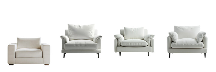 Fototapeta premium Set of A white modern armchair on a transparent background