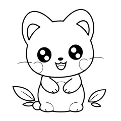 Fototapeta premium Vector illustration of a cute Kawaii doodle for kids coloring worksheet
