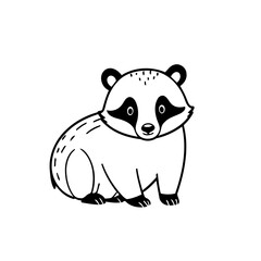 Cute vector illustration Badger drawing for kids colouring activity