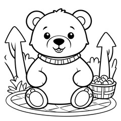Simple vector illustration of Bear for kids coloring page