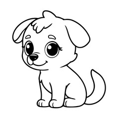 Simple vector illustration of Dog doodle for toddlers worksheet