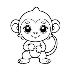 Vector illustration of a cute Monkey doodle for kids coloring worksheet