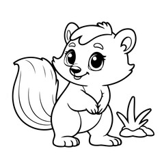 Cute vector illustration Skunk for kids colouring worksheet